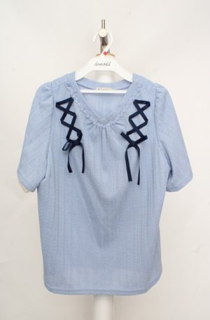 画像: axes femme / レースアッププルオーバー  ブルー O-26-03-18-047-AX-TO-IG-OS