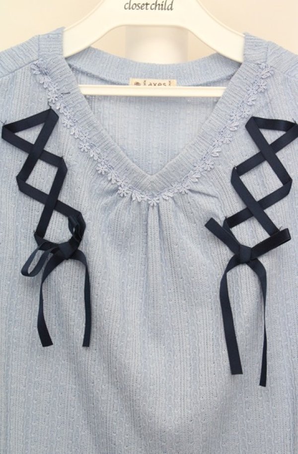 画像2: axes femme / レースアッププルオーバー  ブルー O-26-03-18-047-AX-TO-IG-OS (2)