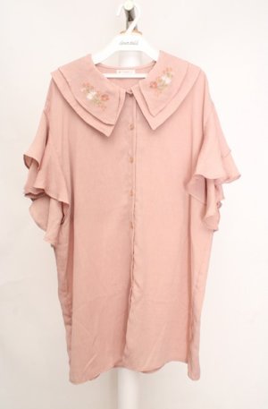 画像: axes femme / 刺繍チュニックブラウス M ピンクベージュ O-26-03-18-050-AX-TO-IG-OS