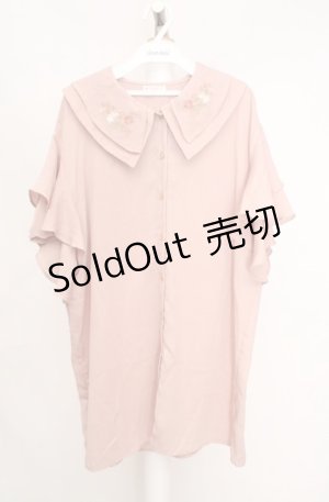 画像: axes femme / 刺繍チュニックブラウス M ピンクベージュ O-26-03-18-050-AX-TO-IG-OS