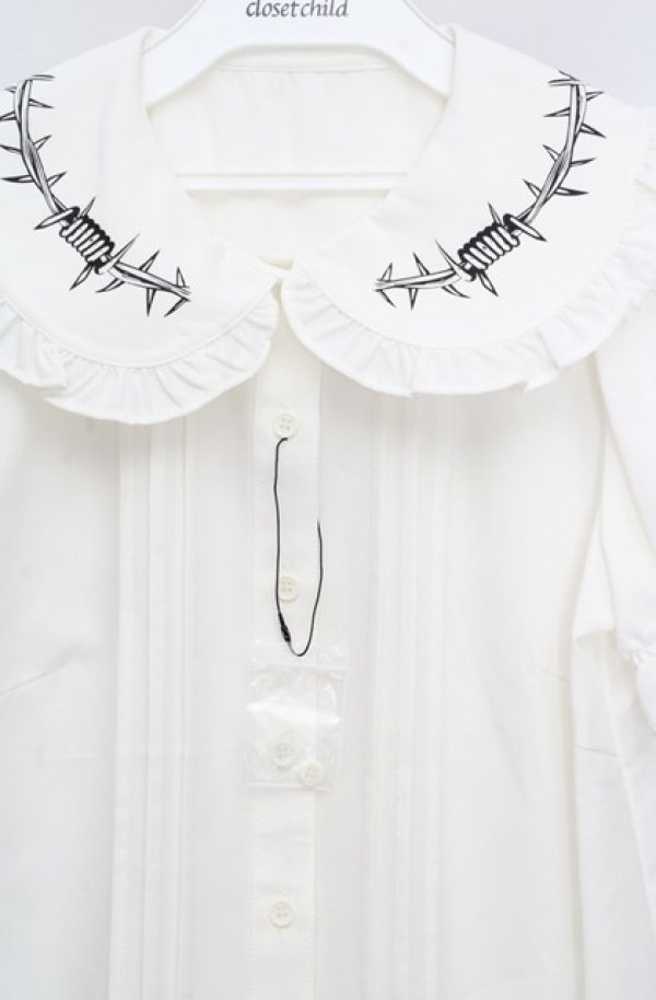 画像2: Jamie エーエヌケー / 有刺鉄線ptブラウス M シロ O-26-03-18-052-LO-BL-OW-OS (2)