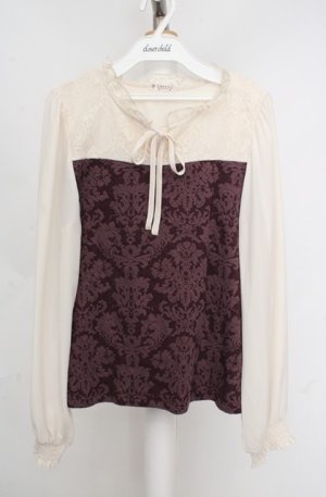 画像: axes femme / オーナメントジャカードプルオーバー F ワイン×アイボリー O-26-03-18-053-AX-TO-IG-OS