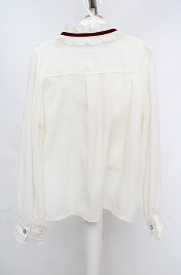 画像3: axes femme POETIQUE / ベロアリボンハイネック長袖ブラウス M オフシロ O-26-03-18-054-AX-JA-IG-OS (3)