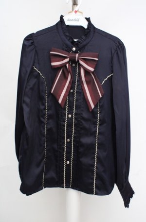 画像: axes femme kawaii / サテンブラウス  アイボリー×ワイン O-26-03-18-055-AX-BL-IG-OS