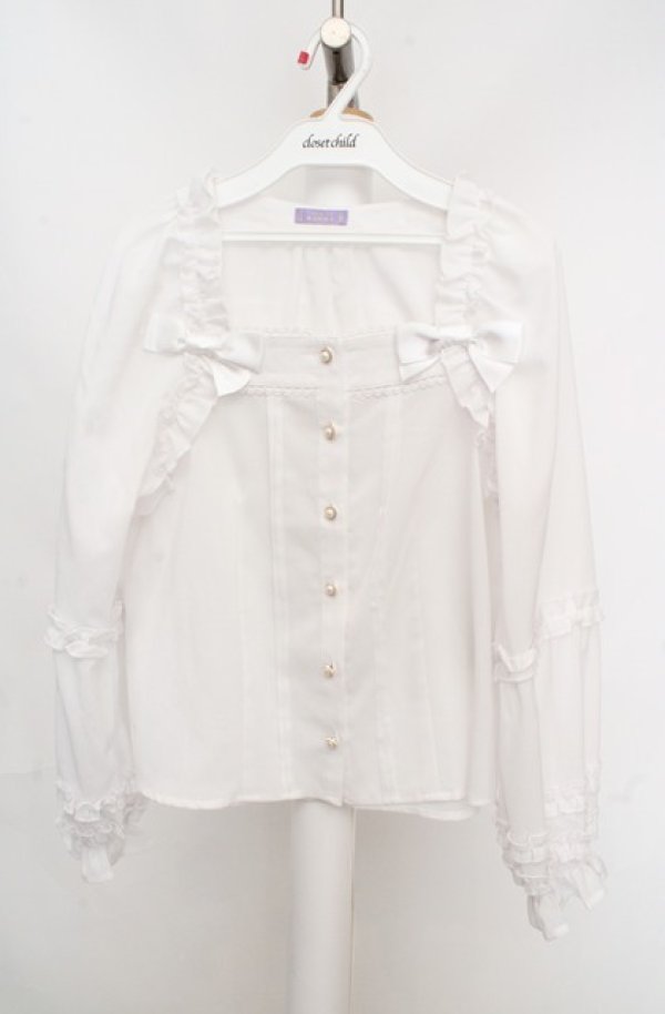 画像1: axes femme kawaii / フリルブラウス M シロ O-26-03-18-056-AX-BL-IG-OS (1)