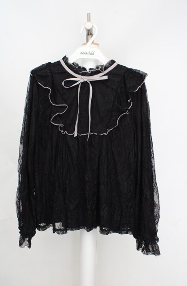 画像1: axes femme / バイカラーメローレースプルオーバー F クロ O-26-03-18-006-AX-TO-IG-OS (1)