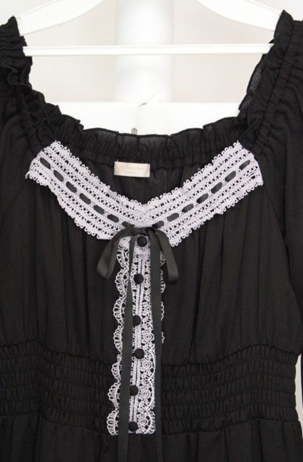 画像2: axes femme POETIQUE / オフショルティアード長袖ワンピース M クロ O-26-03-18-068-AX-OP-IG-OS (2)