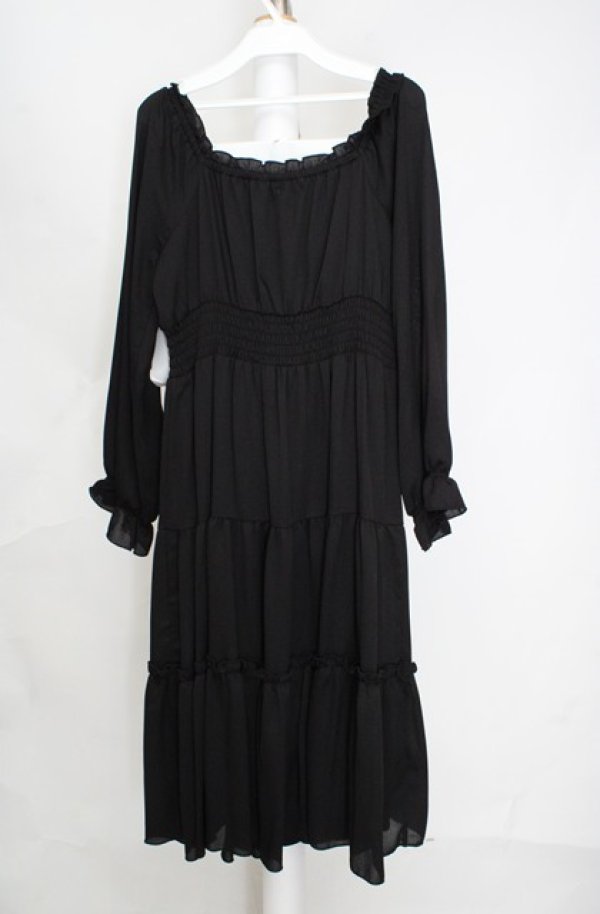 画像3: axes femme POETIQUE / オフショルティアード長袖ワンピース M クロ O-26-03-18-068-AX-OP-IG-OS (3)