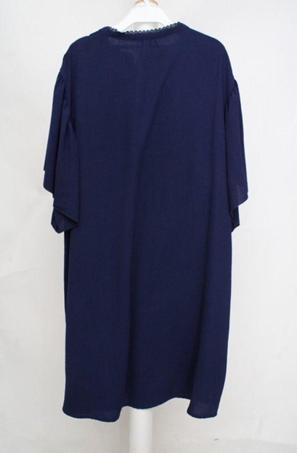 画像3: axes femme / チャイナ釦刺繍ワンピース  ネイビー O-26-03-18-069-AX-OP-IG-OS (3)