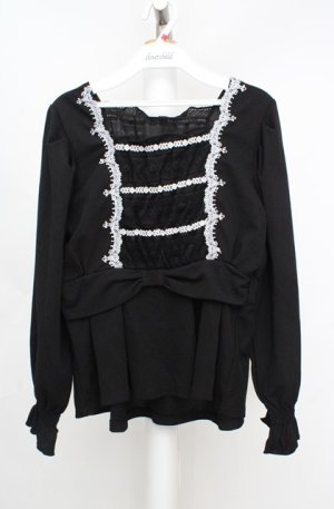 画像: axes femme / ウエストリボンカットソープルオーバー  クロ O-26-03-18-007-AX-TO-IG-OS