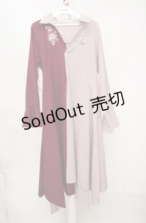 画像: axes femme / 薔薇刺繍バイカラーワンピース  アカ O-26-03-18-071-AX-OP-IG-OS