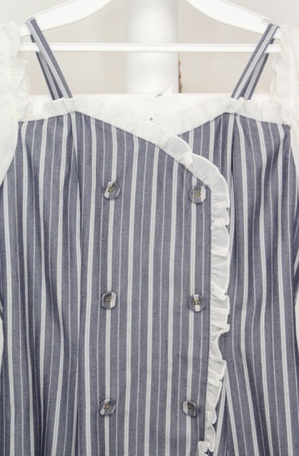 画像2: axes femme POETIQUE / ストライプオフショルワンピース  ブルー×ネイビー O-26-03-18-072-AX-OP-IG-OS (2)