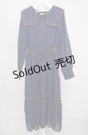 画像: axes femme / セーラー襟ティアードワンピース  ネイビー O-26-03-18-073-AX-OP-IG-OS