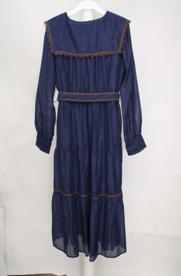 画像3: axes femme / セーラー襟ティアードワンピース  ネイビー O-26-03-18-073-AX-OP-IG-OS (3)