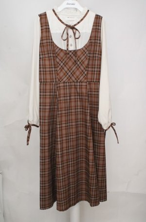 画像: axes femme / チェック柄ドッキングワンピース F ブラウン×オフシロ O-26-03-18-076-AX-OP-IG-OS