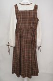 画像3: axes femme / チェック柄ドッキングワンピース F ブラウン×オフシロ O-26-03-18-076-AX-OP-IG-OS (3)