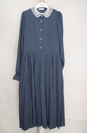 画像: m petit by misako / AM*レースエリプリーツワンピース M ブルー O-26-03-18-079-LO-OP-IG-OS