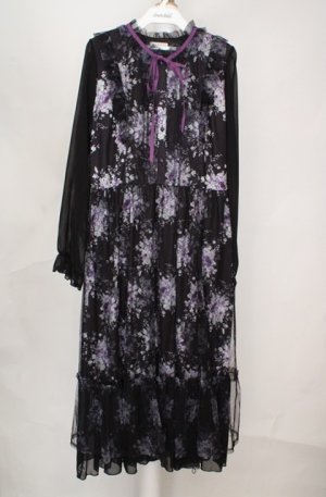 画像: axes femme / フラワープリントチュールワンピース F クロ O-26-03-18-080-AX-OP-IG-OS