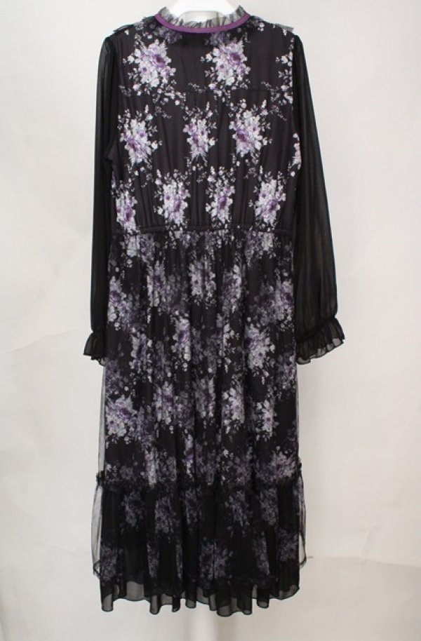 画像3: axes femme / フラワープリントチュールワンピース F クロ O-26-03-18-080-AX-OP-IG-OS (3)