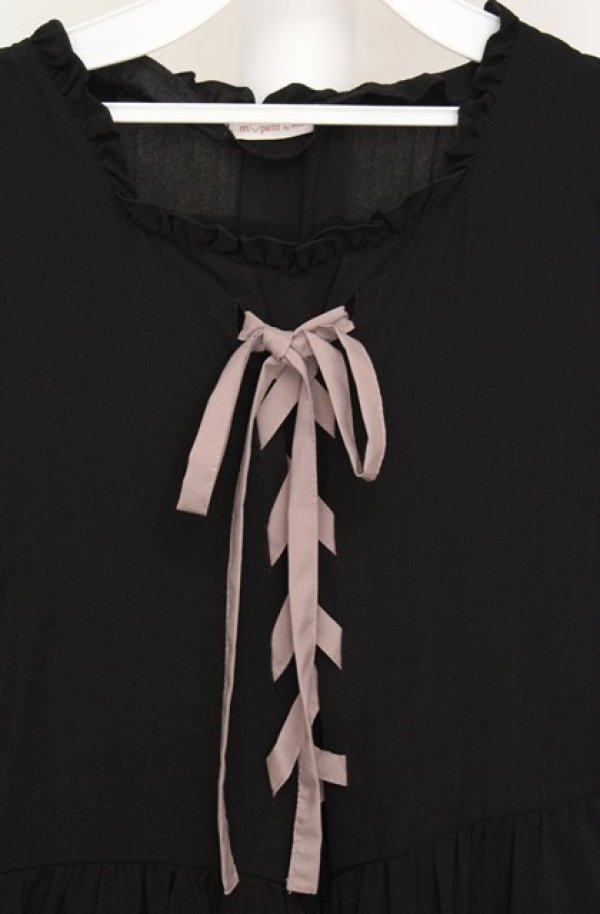 画像2: m petit by misako / AMレースアップワンピース L クロ O-26-03-18-082-LO-OP-IG-OS (2)