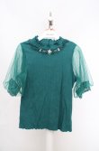 画像1: axes femme / ビジュー付チュール袖トップス M グリーン O-26-03-18-011-AX-TO-IG-OS (1)