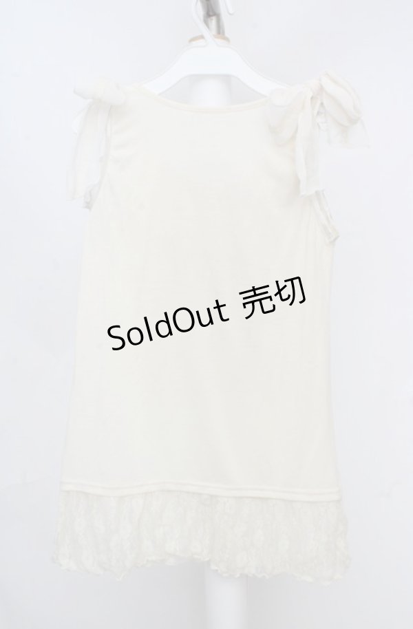 画像3: axes femme / 肩リボンロングタンク M アイボリー O-26-03-18-014-AX-TO-IG-OS (3)