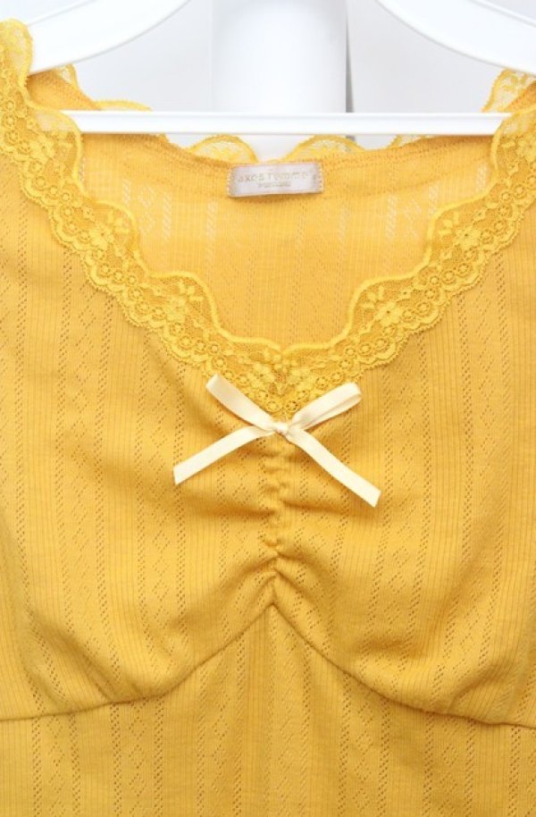 画像2: axes femme POETIQUE / 透かしダイヤ柄タンクトップ M イエロー O-26-03-18-015-AX-TO-IG-OS (2)