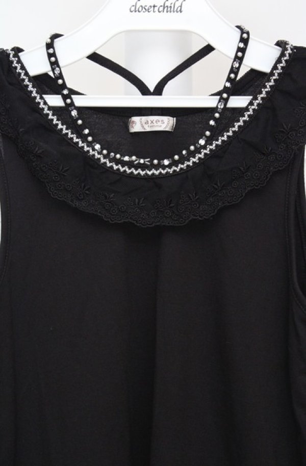 画像2: axes femme / ストラップビジュータンク F クロ O-26-03-18-022-AX-TO-IG-OS (2)