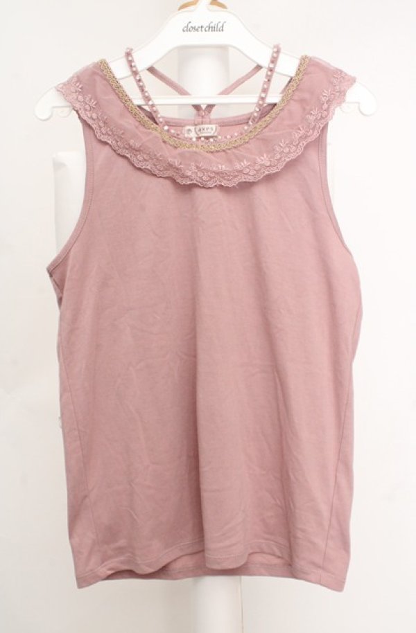 画像1: axes femme / ストラップビジュータンク  ピンク O-26-03-18-023-AX-TO-IG-OS (1)