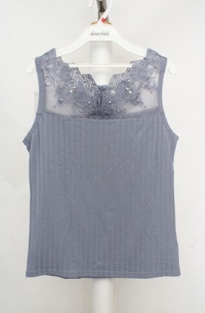 画像: axes femme / 繊細レースタンク M ブルー O-26-03-18-029-AX-TO-IG-OS