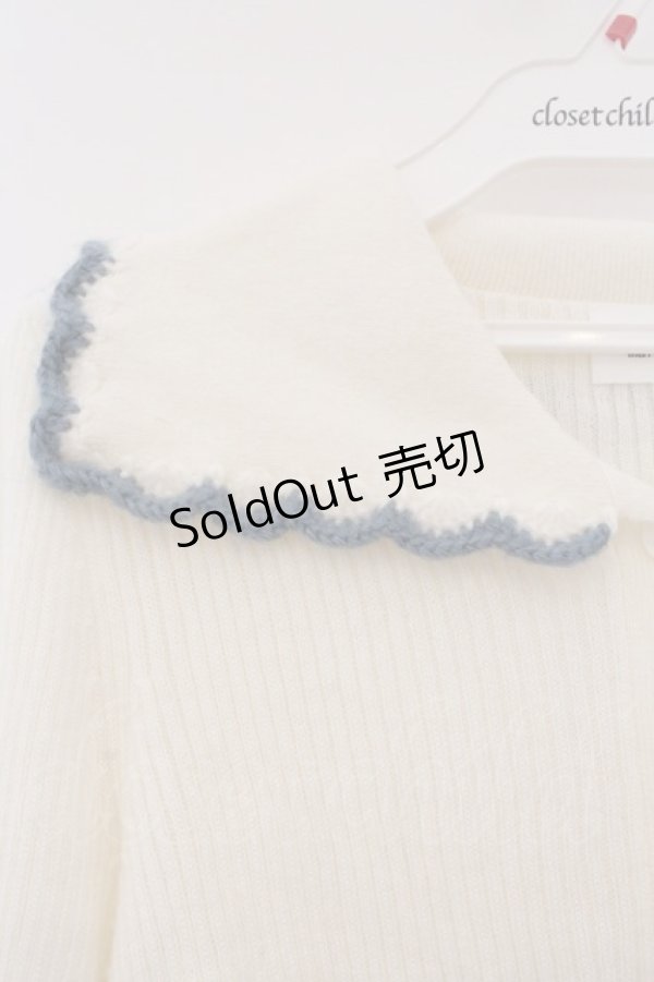 画像2: merry jenny / スカラップ襟ニットカーディガン  アイボリー O-26-03-19-004-LO-TO-OW-OS (2)