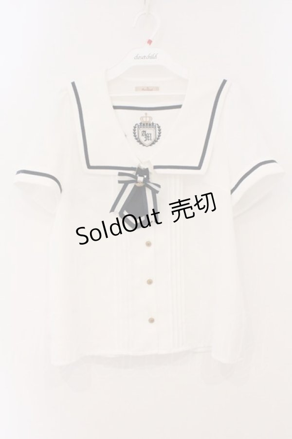 画像1: Amavel / Crown Emblemスクエアセーラーブラウス  シロ×ネイビー O-26-03-19-033-CA-BL-IG-OS (1)