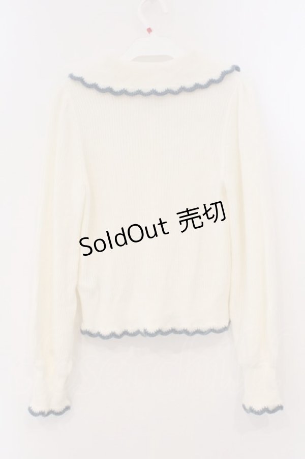 画像3: merry jenny / スカラップ襟ニットカーディガン  アイボリー O-26-03-19-004-LO-TO-OW-OS (3)