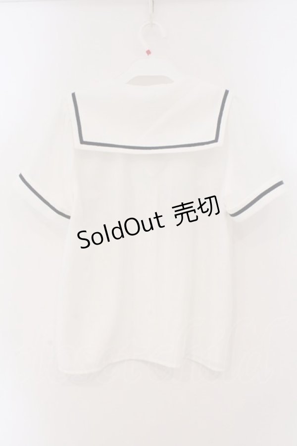 画像4: Amavel / Crown Emblemスクエアセーラーブラウス  シロ×ネイビー O-26-03-19-033-CA-BL-IG-OS (4)