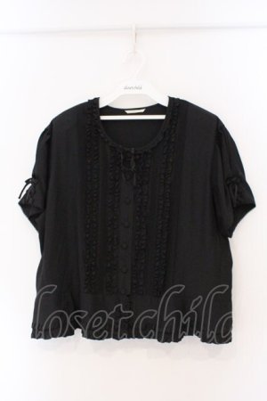 画像: INGEBORG / グログランリボンパフブラウス  クロ O-26-03-19-038-LO-BL-IG-OS