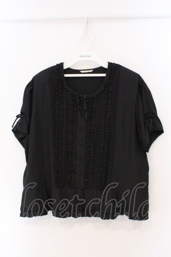 画像1: INGEBORG / グログランリボンパフブラウス  クロ O-26-03-19-038-LO-BL-IG-OS (1)