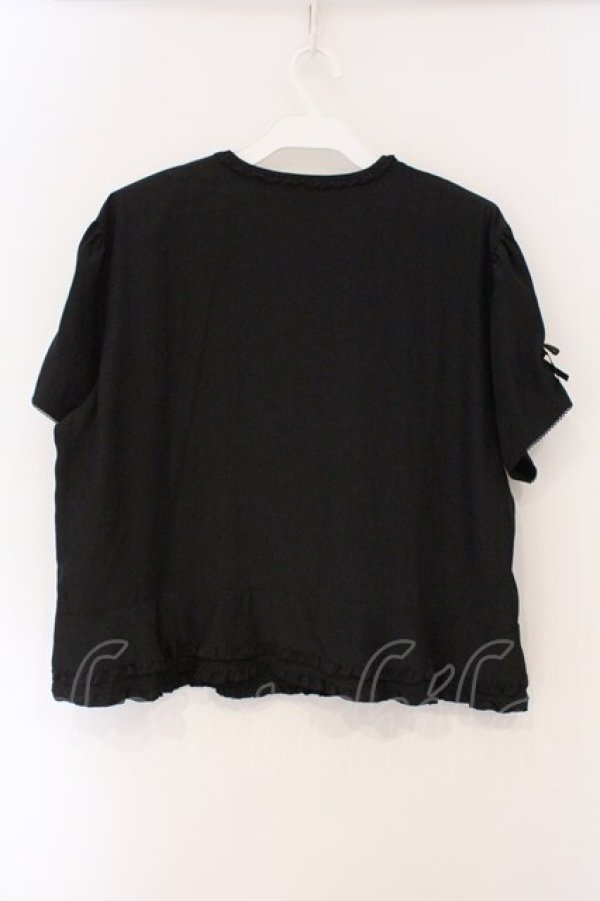 画像4: INGEBORG / グログランリボンパフブラウス  クロ O-26-03-19-038-LO-BL-IG-OS (4)