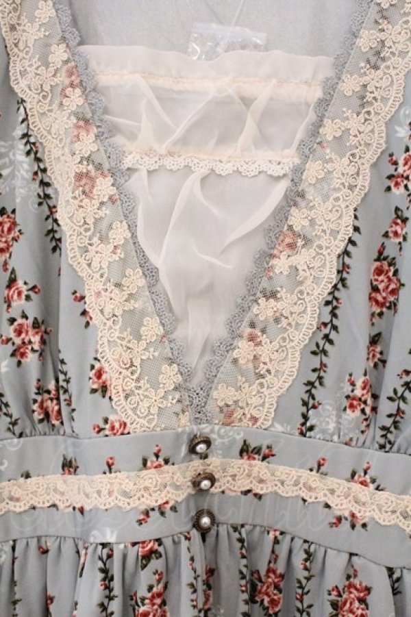 画像2: axes femme / ローズストライプワンピース  サックス O-26-03-19-039-AX-OP-IG-OS (2)