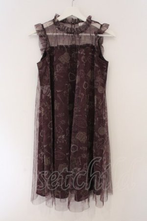 画像: axes femme / トラベルチュール重ねワンピース  ワイン O-26-03-19-042-AX-OP-IG-OS