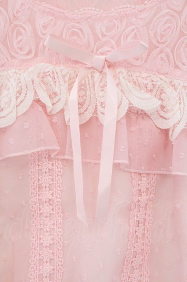 画像2: Bon24Hiz / 巻きバラ切り替えシフォントップス  ピンク O-26-03-19-045-LO-TO-OW-OS (2)