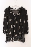 画像1: Franche Lippee / ねこptシフォンチュニック M クロ O-26-03-19-046-LO-TO-OW-OS (1)