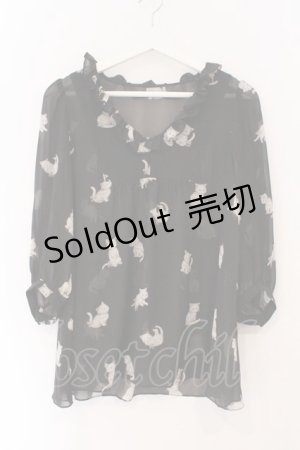画像: Franche Lippee / ねこptシフォンチュニック M クロ O-26-03-19-046-LO-TO-OW-OS
