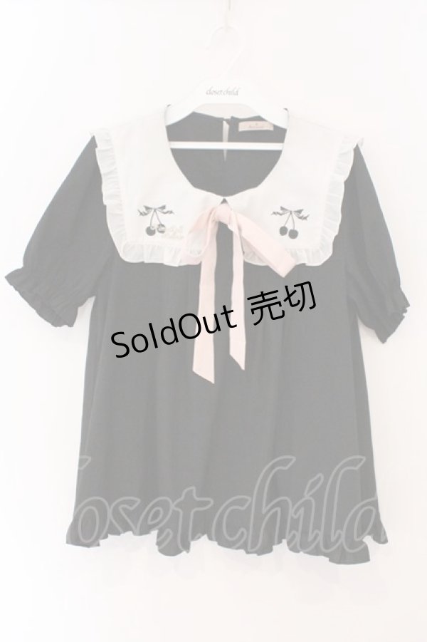 画像1: Amavel / チェリー刺繍チュニック F クロ O-26-03-19-047-CA-TO-OW-OS (1)