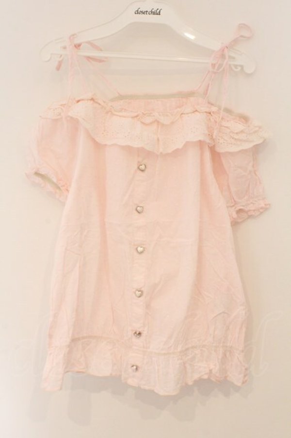 画像1: TRALALA / ドビードットオフショルブラウス  ピンク O-26-03-19-050-LO-BL-OW-OS (1)