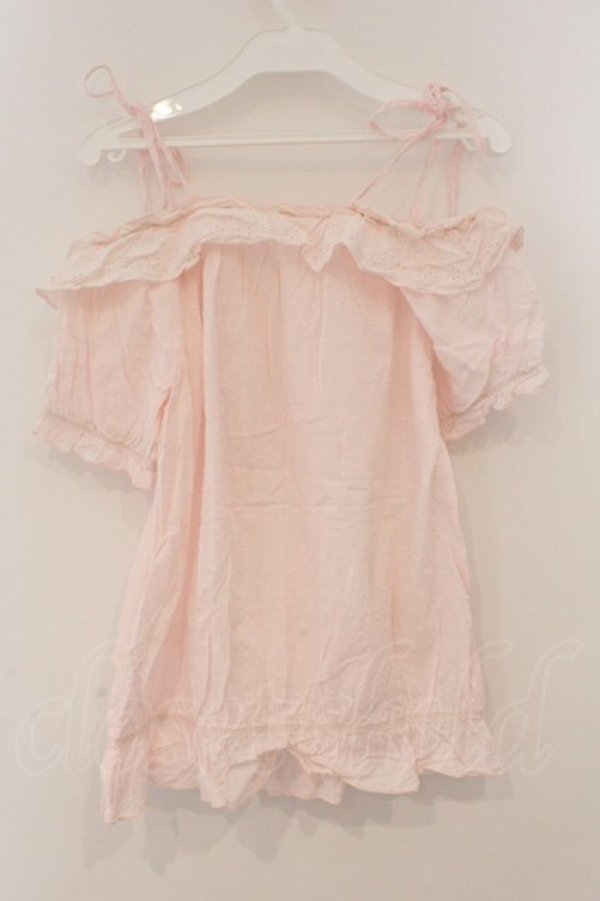画像4: TRALALA / ドビードットオフショルブラウス  ピンク O-26-03-19-050-LO-BL-OW-OS (4)