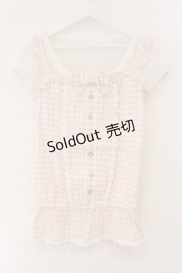 画像1: LIZ LISA / チュール切り替えギンガムトップス  ピンク O-26-03-19-052-LO-TO-OW-OS (1)