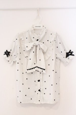 画像: LIZ LISA / ハートボウタイブラウス 0 青みシロ×クロ O-26-03-19-053-LO-BL-OW-OS