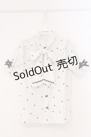 画像: LIZ LISA / ハートボウタイブラウス 0 青みシロ×クロ O-26-03-19-053-LO-BL-OW-OS