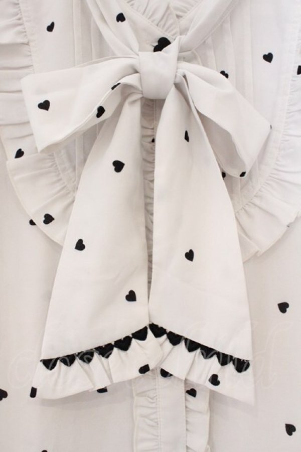 画像2: LIZ LISA / ハートボウタイブラウス 0 青みシロ×クロ O-26-03-19-053-LO-BL-OW-OS (2)