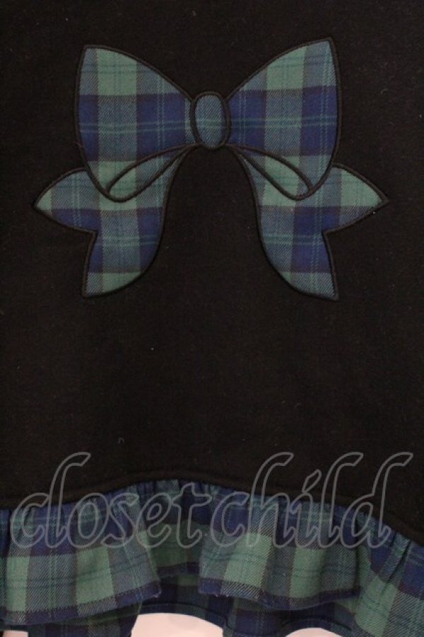 画像2: Chalmiere / リボンワッペンショート丈プル M クロ×グリーン O-26-03-19-007-0-TO-OW-OS (2)